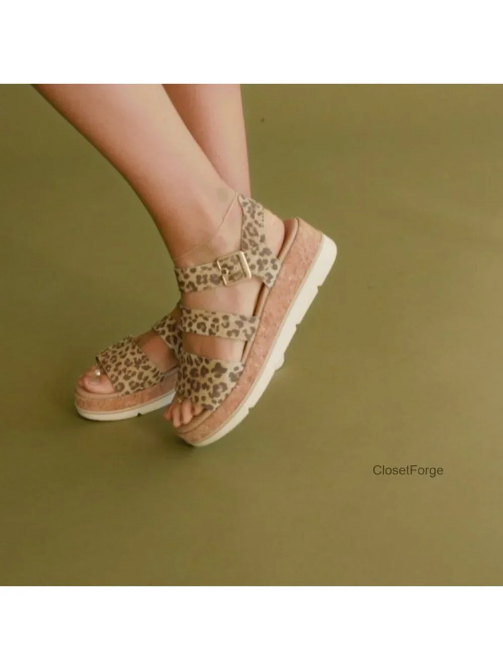Dr Scholls Once Twice Espadrille Platform Wedge Sandal Faux Leather Strappy